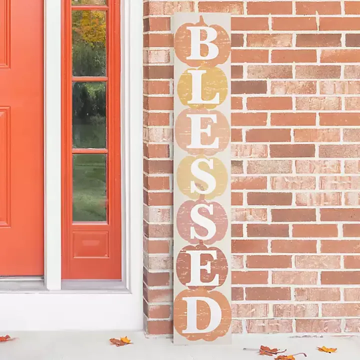 Blessed Colorful Pumpkins Fall Porch Board