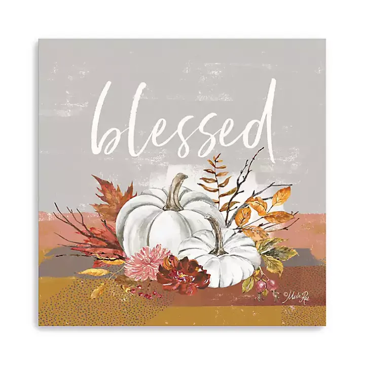 Blessed Pumpkins and Flowers Giclee Canvas Print
