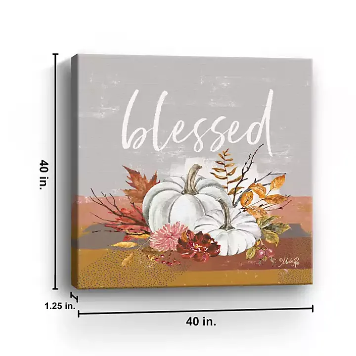 Blessed Pumpkins and Flowers Giclee Canvas Print