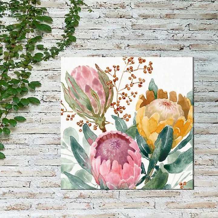 Blooming Protea Floral Outdoor Canvas Art Print