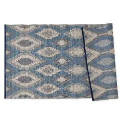 Blue & Gray Diamond Stripe Outdoor Area Rug, 3x6