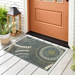 Blue & Green Circles Indoor/Outdoor Rug, 3x4