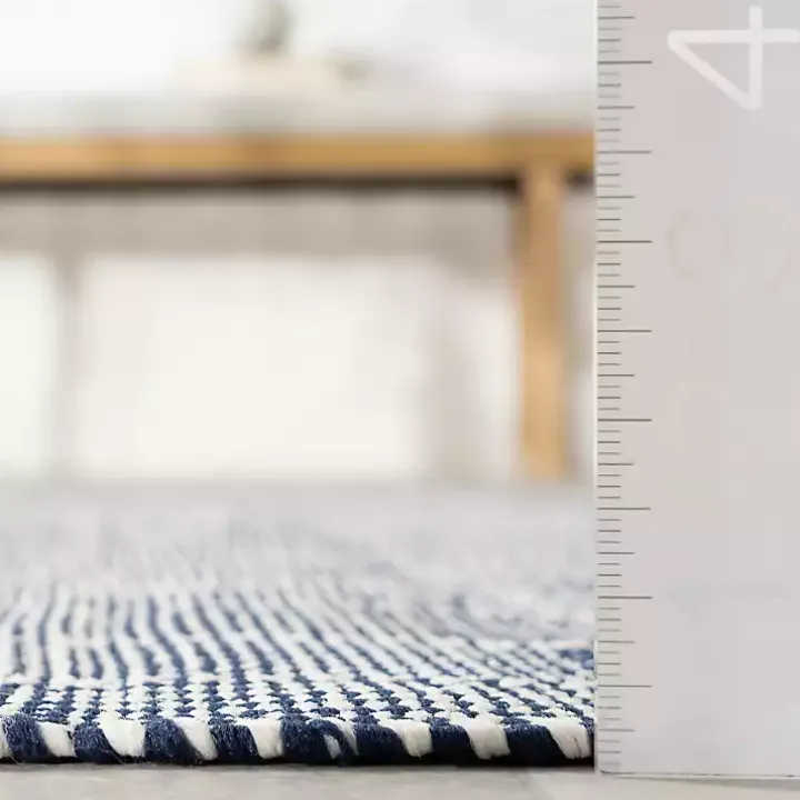 Blue & Ivory Checkered Indoor/Outdoor Rug, 8x10