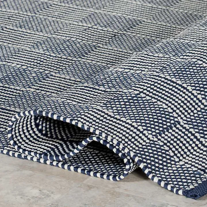 Blue & Ivory Checkered Indoor/Outdoor Rug, 6x9