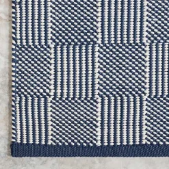 Blue & Ivory Checkered Indoor/Outdoor Rug, 8x10
