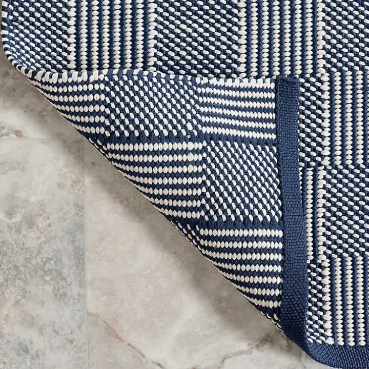 Blue & Ivory Checkered Indoor/Outdoor Rug, 8x10