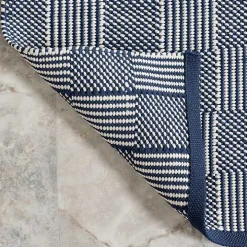 Blue & Ivory Checkered Indoor/Outdoor Rug, 6x9