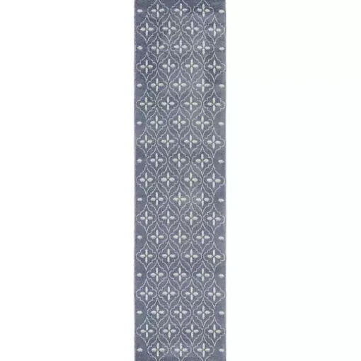 Blue & Ivory Quatrefoil Indoor/Outdoor Runner