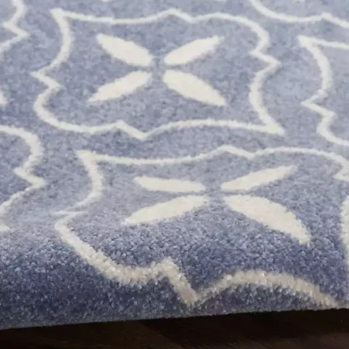Blue & Ivory Quatrefoil Indoor/Outdoor Rug, 5x7