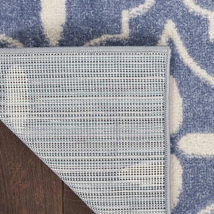 Blue & Ivory Quatrefoil Indoor/Outdoor Rug, 8x10