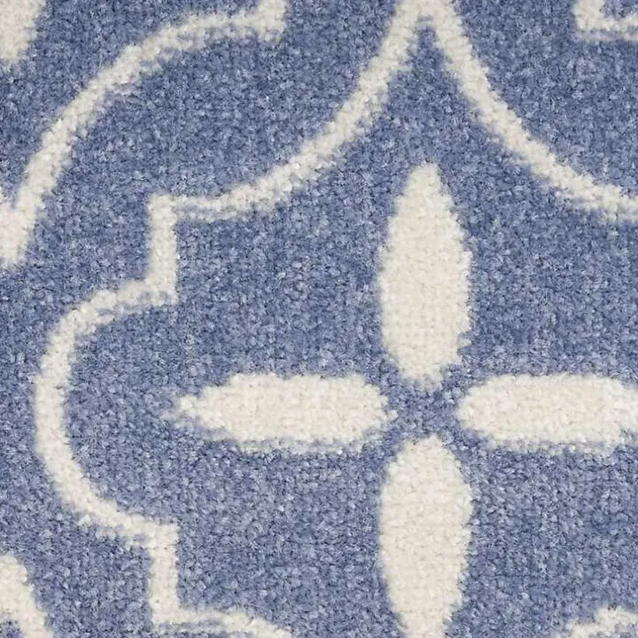 Blue & Ivory Quatrefoil Indoor/Outdoor Rug, 8x10