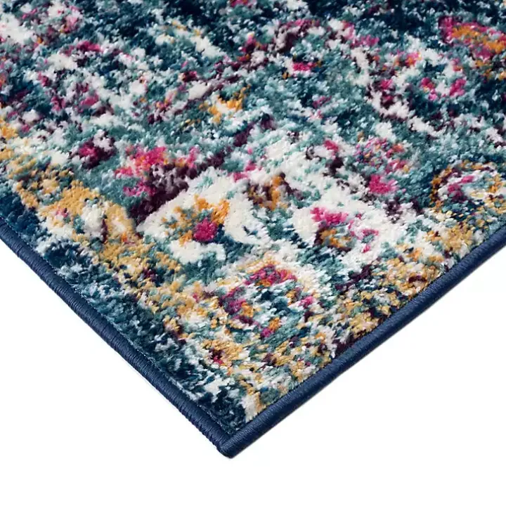 Blue & Orange Boho Medallion Area Rug, 6x9