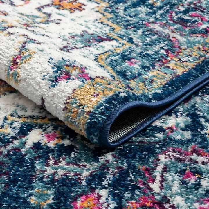 Blue & Orange Boho Medallion Area Rug, 6x9