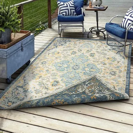 Blue & Orange Medallion Reversible Area Rug, 8x10