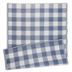 Blue & White Buffalo Check Outdoor Area Rug, 4x6