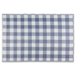 Blue & White Buffalo Check Outdoor Area Rug, 4x6