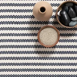 Blue & White Pinstripe Indoor/Outdoor Rug, 5x8