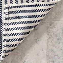 Blue & White Pinstripe Indoor/Outdoor Rug, 5x8