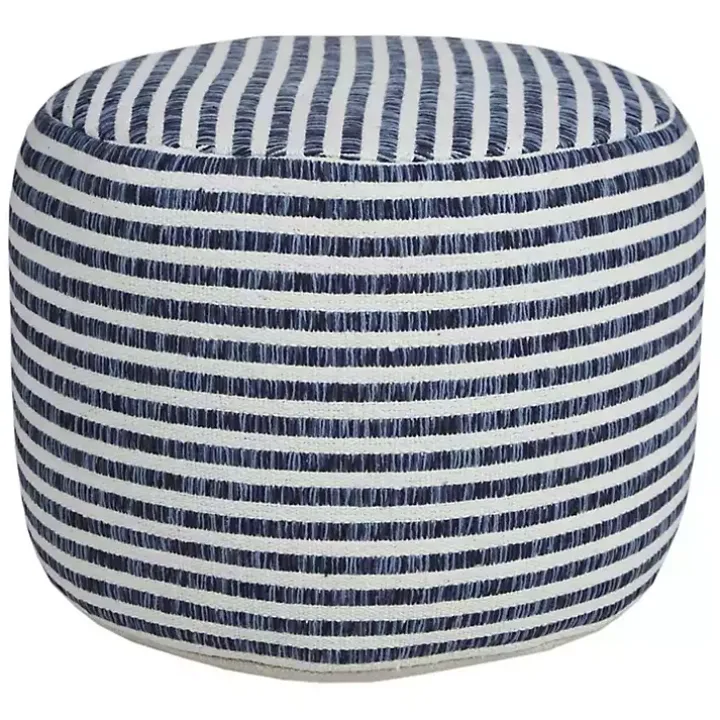 Blue & White Stripe Organic Cotton Pouf