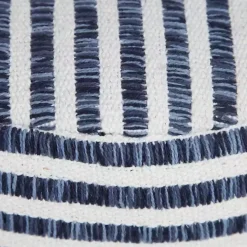 Blue & White Stripe Organic Cotton Pouf