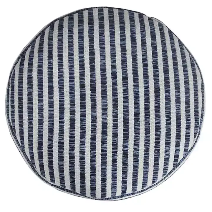 Blue & White Stripe Organic Cotton Pouf