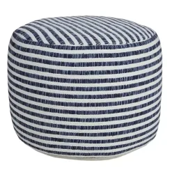 Blue & White Stripe Organic Cotton Pouf