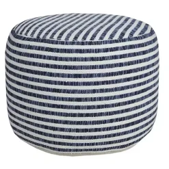 Blue & White Stripe Organic Cotton Pouf