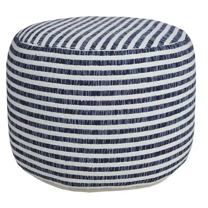 Blue & White Stripe Organic Cotton Pouf