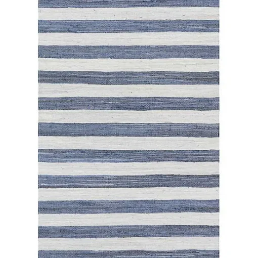 Blue & White Striped Indoor/Outdoor Rug, 6x9