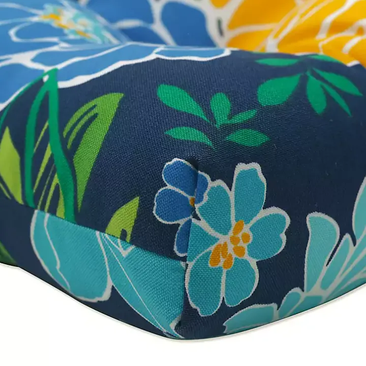 Blue & Yellow Floral Outdoor Cushions, Set of 2