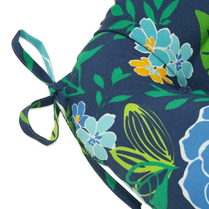 Blue & Yellow Floral Outdoor Cushions, Set of 2