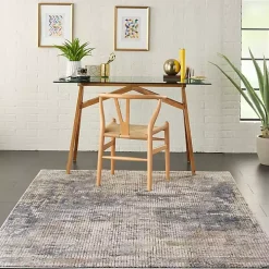 Blue and Beige Tally Textured Area Rug, 3x5