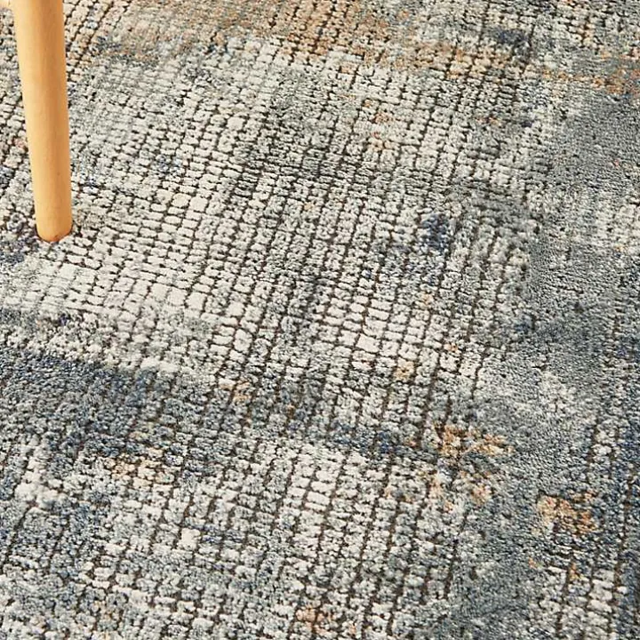 Blue and Beige Tally Textured Area Rug, 3x5