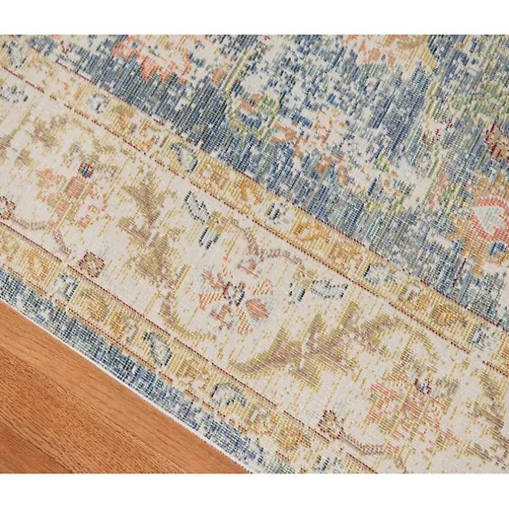 Blue and Beige Vintage Border Area Rug, 2x3