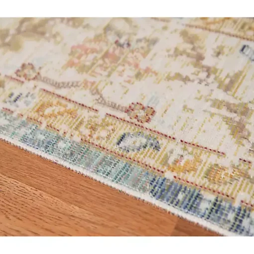 Blue and Beige Vintage Border Area Rug, 2x3