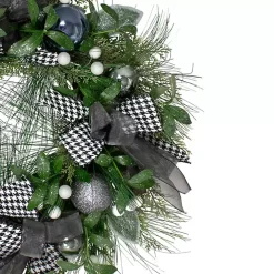 Blue and Gray Bow Wreath