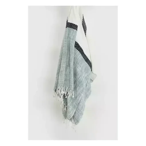 Blue and Ivory Colorblock Throw