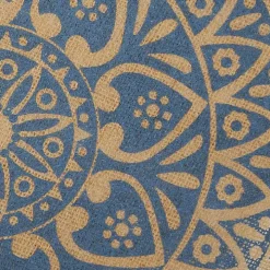 Blue and Natural Print Round Placemats, Set of 6