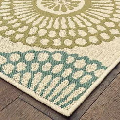 Blue and Orange Circles Outdoor Area Rug, 3x5