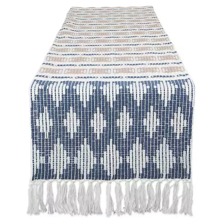 Blue and Stone Diamond Table Runner, 108 in.