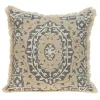 Blue and Tan Medallion Fringe Pillow
