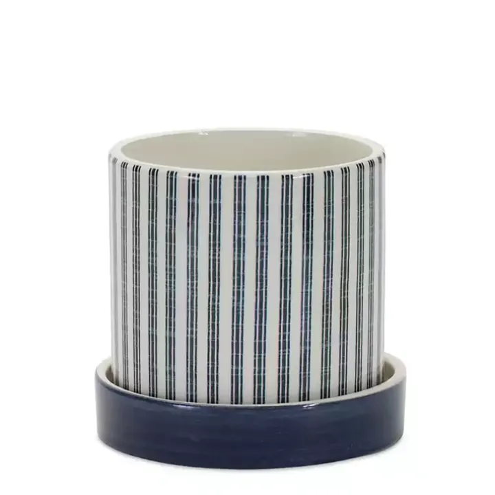 Blue and White Coastal Planters, Set of 2