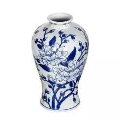 Blue and White Floral Curved Porcelain Vase