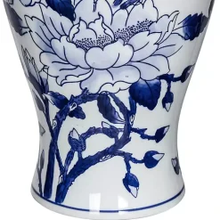 Blue and White Floral Curved Porcelain Vase