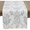 Blue and White Floral Table Runner, 120 in.