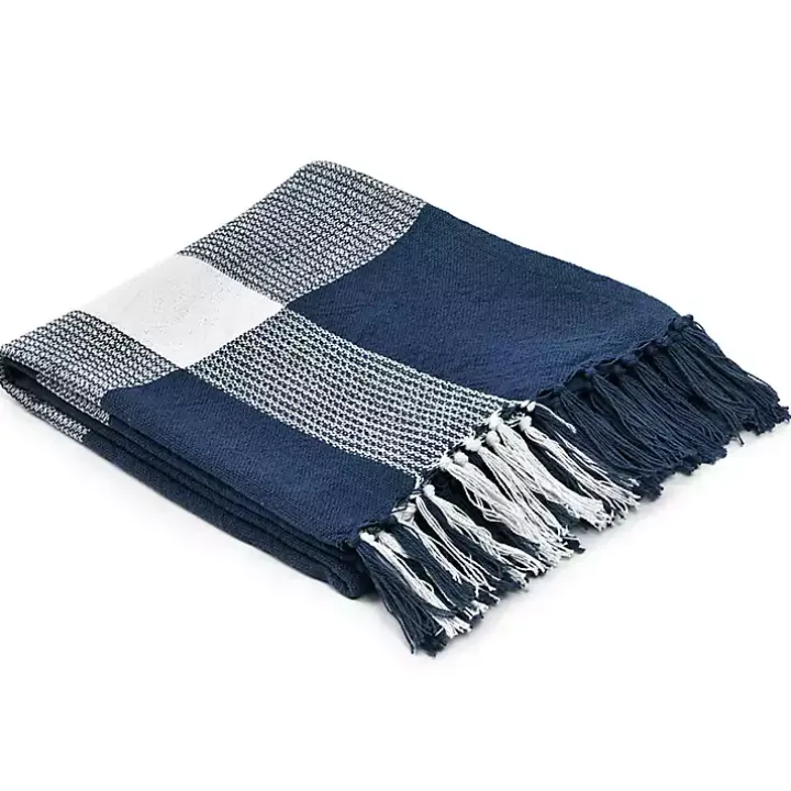 Blue and White Plaid Organic Cotton Throw