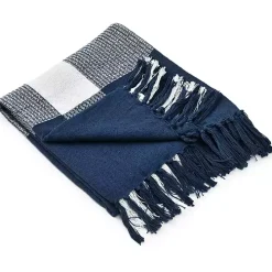 Blue and White Plaid Organic Cotton Throw