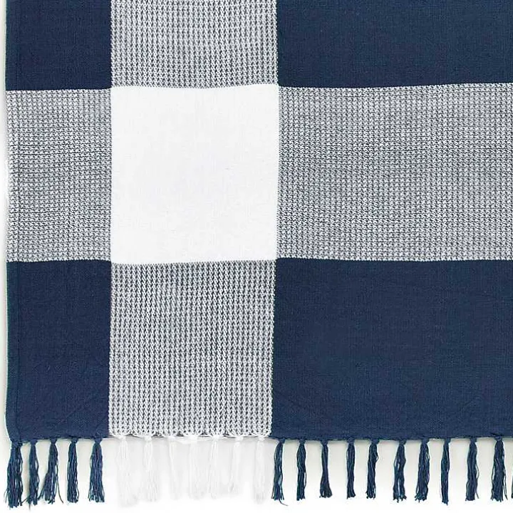 Blue and White Plaid Organic Cotton Throw