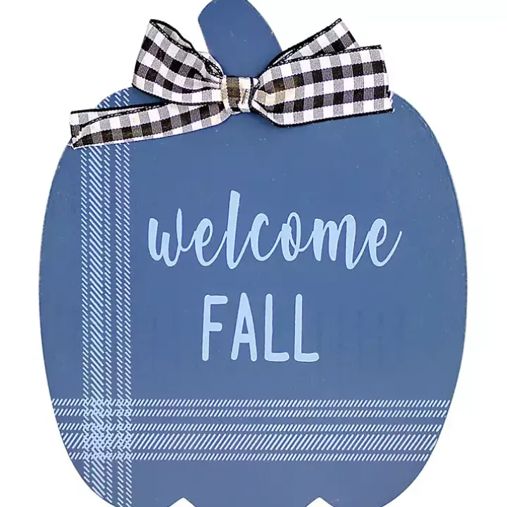 Blue and White Pumpkin Tabletop Signs, Set of 2