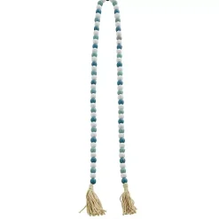 Blue and White Wood Beaded Tassel Garland
